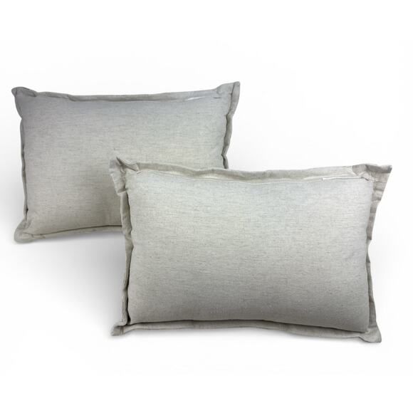 Luxury Throw Pillows Embroidered Rectangular Decor Linen Blend Natural 20”X14” - Picture 3 of 14